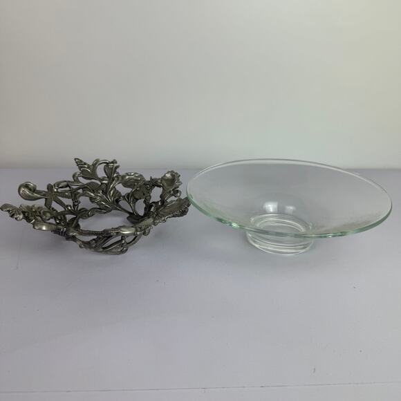 Seagull Canada Pewter Seashell Footed Plate/Bowl Stand Holder With bowl 7” HTF - Picture 3 of 16